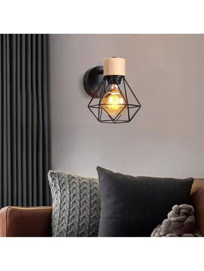 Chinese Retro Minimalist Bar/Hallway/Courtyard Creative Bedside Wand Lamp, Wooden Lighting Fixture view 5