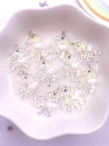 10pcs Hand Painted Mixed Resin Glitter Mini Colorful Pegasus Unicorn Flat Back Rhinestone Art Applique DIY Jewelry Making Scrapbook Decor Crafts Accessories Summer, School - Random mixed - View 4