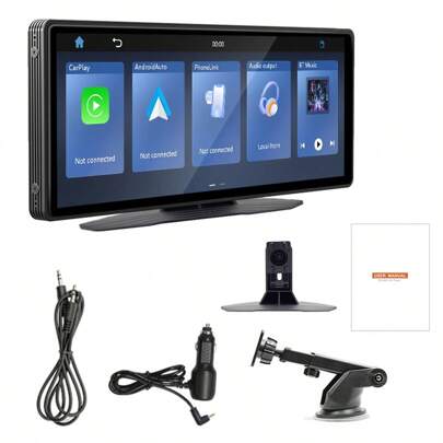 Pantalla Táctil Inalámbrica De 10 Para Coche Negro Carplay