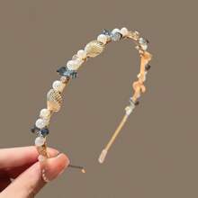 1 件优质海星贝壳头带，带珍珠，百搭简约，女士时尚发饰发箍 - 彩色 - 查看 6