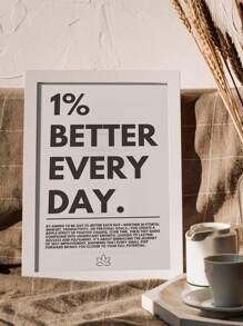 1pc Motivational "Improve 1% Everyday" Poster, Suitable For Simple Home Or Office Decor, Inspirational Poster, Motivational Wall Art, Fits Office Decor, Frameless