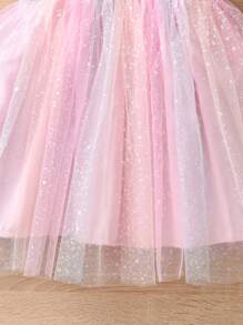 Vestido de tirantes con patchwork de malla para niñas jóvenes