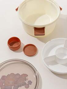 Caja de almuerzo/ensalada redonda de dibujos animados, modelo 2025, a prueba de microondas, portátil, para estudiantes y uso al aire libre - Multicolor - Ver 4