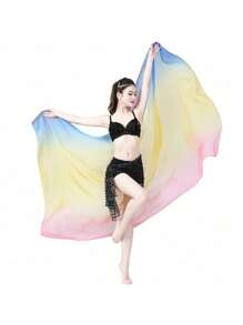 1pc Belly Dance Scarf Chiffon Veil Gradual Dance Scarves Bellydance Hand Thrown Shawls Oriental Dance Performance Props - Multicolor - View 8