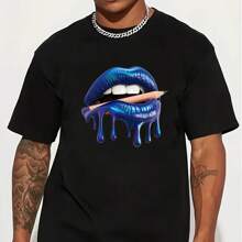 1 pieza/2 piezas/3 piezas Película de transferencia de calor estilo punk, diseño de labios y lápiz azul, parches lavables para planchar en ropa DIY, camisetas, fundas de almohada - material de plástico