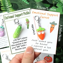 1pc/5pcs Emotional Support Resin Figurines Key Chain With Encouragement Cards - Pocket-Sized Positive Affirmation Decor, Pickle, Carrot, Peanut, Tomato, Eggplant Key Chain With Uplifting Messages, Ideal For Relax, Special Occasion Gifts & Home