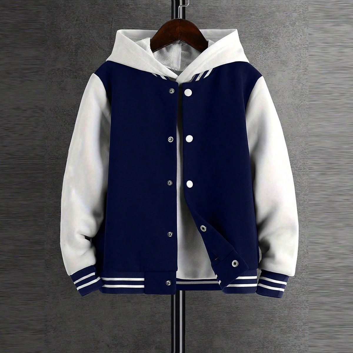 Pieza Sudadera con capucha casual de unicolor para niños y adolescentes, estilo deportivo universitario, primavera/otoño