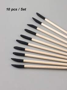 10 件装双头指甲角质层推刀木质设计棒黑色砂砾去除死皮橙色木棒适用于美甲工具 - 彩色 - 查看 3
