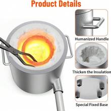 Large Capacity 2372°F 6KG Propane Melting Furnace Kit,  High Foundry Home Kiln,  Smelting Gold Silver Copper Aluminum Metal Smelting Forge Casting Tool