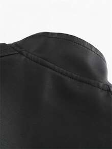 Women Slim Leather Jacket, Lightweight Spring Autumn Coat, Stand Collar Faux Leather Moto Jacket