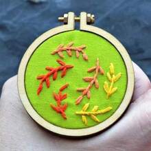 5/10 piezas Aros de bordado de madera mini de 4 cm, marco para punto de cruz manualidades DIY, kit de costura con círculo de bordado - Multicolor - Ver 7