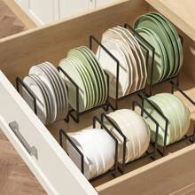1pc/2pcs Stainless Steel Drawer-Style Dish Rack, Vertical Plate Holder For Kitchen Cabinet, Countertop And Pantry Storage, Rust-Proof Draining Rack - Multicolor - View 5