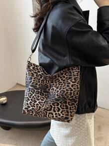 Fashion Versatile Solid Color Retro New PU Leather Crossbody Bag, Casual Simple Bucket Bag - Brown - View 3