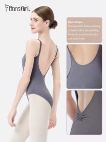 DonsGirl Bộ đồ múa ba lê hở lưng chữ V sâu thanh lịch gợi cảm dành cho nữ - Lý tưởng cho trang phục biểu diễn, tập luyện hàng ngày, luyện tập ba lê và tập thể dục thể thao - Xám - Xem 10