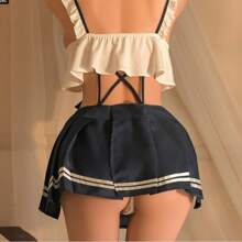 1 pièce Nouvelle robe salopette style étudiant, uniforme scolaire sexy et innocent, tentation, tenue de cosplay pour fête, chambre à coucher, idéal pour la Saint-Valentin, Noël, occasions quotidiennes
