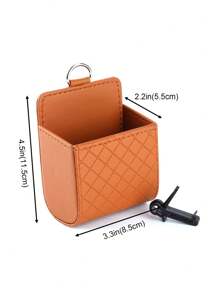 1 件装汽车通风皮革整洁储物挂袋保护套，用于存放钥匙、硬币、手机和眼镜。带挂钩的通用车用桶。让您的汽车保持干净整洁