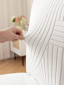 1PC, Swiss Roll, Dark Gray, L-Code Chair Cover, Four Seasons General, Elastic Non-Slip, Computer Chair Cover, Home General, L Code, Office, Stool Cover, Universal Backrest, Chair Cover - Jade White - View 8