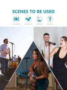 Pedestal Para Microfono Base Doble Boom Atril Profesional - Negro - Ver 5