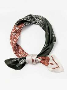 1 Piece Paisley Flower Double Color Women Geometric Print Square Scarf, Headscarf, Decorative Scarf Suitable For Daily Use - Multicolor - View 1