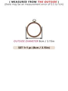 1pc Brown Round Faux Wood Grain Vintage Palace Style DIY Cross Stitch Embroidery Hoop, Made Of High-Quality ABS And PVC Materials, Deformation-Resistant, With Metal Hanging Hook, Available In 7 Sizes, Suitable For Halloween, Christmas Decoration, Phone/Key Chain, Bag Charm, Hair Accessory, Desk/Bedside Decor