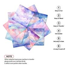 10 件/套，可热转印墨水纸，4.5 英寸 X 12 英寸或 12 英寸 X 12 英寸，水彩云转印纸适用于机器马克杯压机，转印墨水纸适用于 DIY T 恤马克杯手提袋