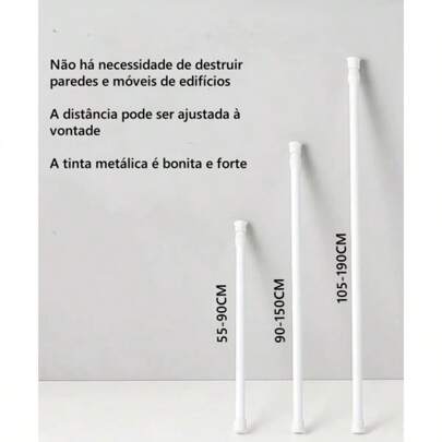 Varão Extensível Porta Cortina Para Banheiro Box Bastão Provador