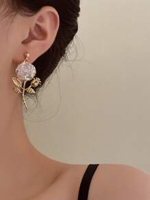 1 对金玫瑰形耳环，适合日常佩戴 - 金色 - 查看 6