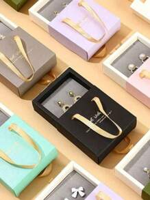 1 件便携式珠宝盒，带抽屉，适用于手镯、戒指、耳环、项链、珠宝收纳盒 - 礼物 - 黑色 - 查看 4