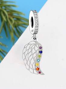 1pc 925 Sterling Silver Feather Shape Zirconia Diamond Pendant, DIY Beading Jewelry, Gift For Mother's Day