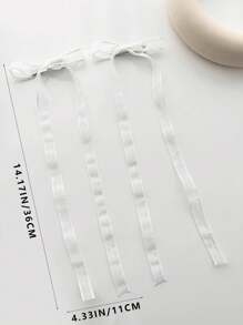2pcs Minimalist Versatile Bowknot Long Streamer Hair Clips Claw Clips Hair Slide Hair Barrettes - White - View 4