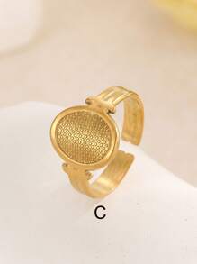 1pc Fashionable Minimalist Asymmetrical Stainless Steel Gold-Plated Ring, Unique Personalized Design, High-End Tarnish Resistant Finger Jewelry