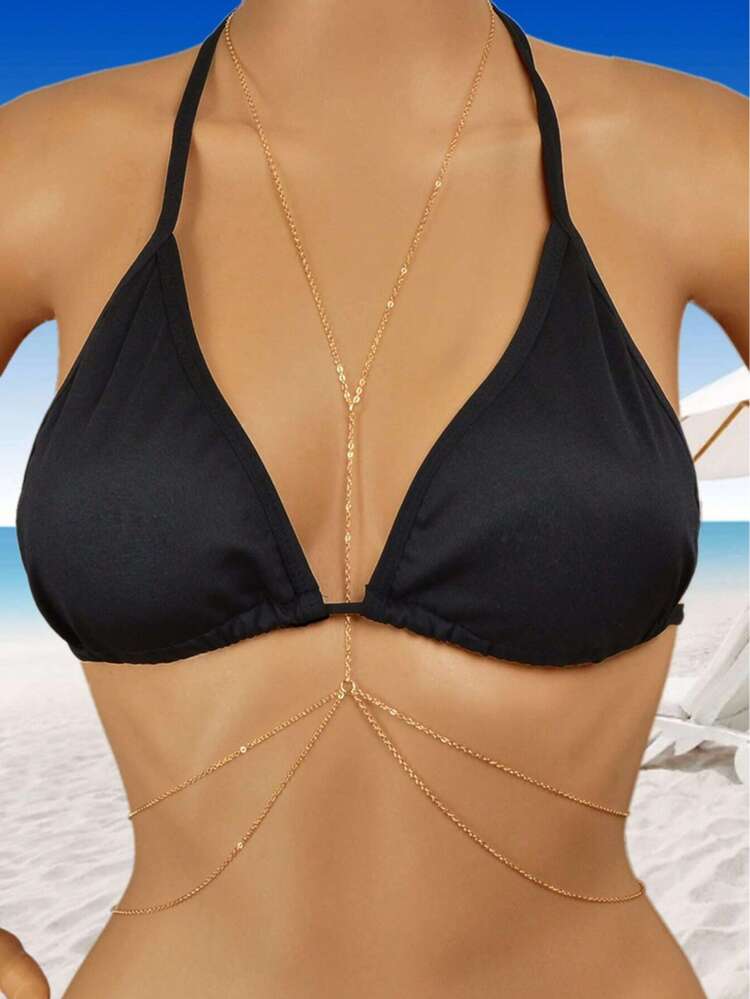 1 st Fashion Zinklegering Sling Body Chain För Kvinnor För Sommar Beach Party - Guld - Visa 1