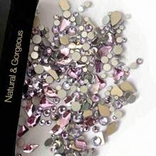 150pcs Flatback Round Rhinestone Plus 20pcs Flatback Odd Shaped Large Cubic Zirconia Black Blue Moon Nail Rhinestones - Baby Pink - View 1
