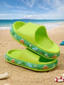 Baby Boys' Beach Vacation Comfortable Fashionable Casual Cartoon Cute Lightweight Foam Slippers, Spring & Summer - Green - View 2