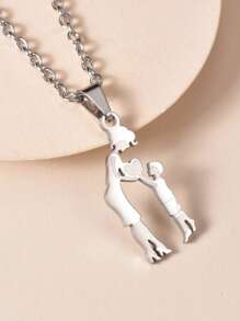 1 chiếc vòng cổ mặt dây chuyền hoạt hình bằng thép không gỉ thời trang, vòng cổ thanh lịch cho phụ nữ, quà tặng cho Ngày của Mẹ, Ngày Lễ Tạ ơn, trang phục hàng ngày - Bạc - Xem 23