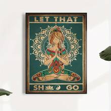 1 Pieza Póster de Impresión de Pintura en Lienzo Vintage, Chica de Yoga Inspiradora Let That Damn Stay Wild Moon Arte de Pared para Niños, Adecuado para Decoración del Hogar Decoración de Habitaciones Póster en Lienzo, Sin Marco - transparente - Ver 5