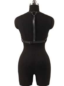 1pc Women's PU Leather Gothic Style Adjustable Suspender Waist Belt, Fashion Accessory - Black - View 10