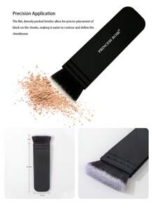 Princess Rose Pincel de maquillaje con cabeza plana de princesa rosa, se puede usar para base, polvos sueltos y otros usos especiales de pincel de maquillaje - Negro - Ver 4