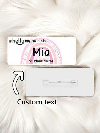 1pc Customizable Acrylic Name Tag/Badge With Magnetic/Pin For Student, Nurse, Doctor, Profession, Medical, Rainbow, Engraved Name - Any Text/Job Title Available
