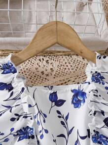 2 chiếc váy chữ A không tay in họa tiết hoa và lưới cho bé gái, thời trang thường ngày mặc ngày hè, mặc trong nhà và ngoài trời - Nhiều màu - Xem 3