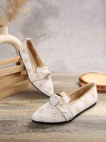 2024 加大码尖头平底鞋，透气低帮防滑蝴蝶结一脚蹬乐福鞋