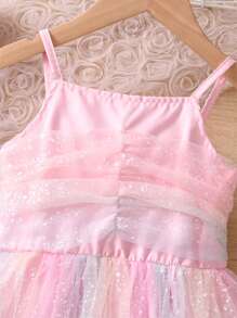 Vestido de tirantes con patchwork de malla para niñas jóvenes