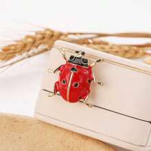 Retro Ladybug Brooch, Cute Cartoon Rhinestone Insect Lapel Pin, Suitable For Daily Wear, Fashionable Accessory For All Seasons - Gold - View 3