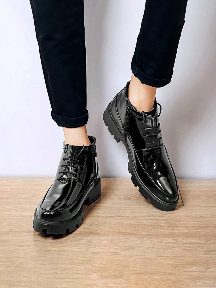 2025 Spring New Chelsea Boots Ankle Boots British Pointed Toe High-Top Leather Shoes For Men, Hairstylist - Black - View 1