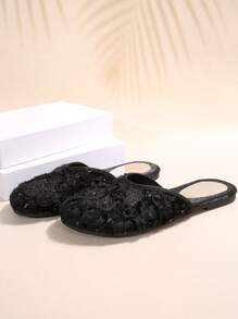 2025 New Retro Chinese Style Elegant Lady Casual Slippers, Summer Fashion - Black - View 7