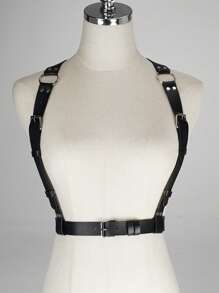 Women's Fashion Black PU Leather Corset Belt, Gothic Style Waist Trainer, Suitable For Daily Outfit, Fashion Statement Accessory, Steampunk Clothing Accessory