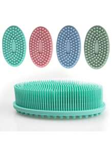 Silicone Shampoo Shower Brush, Double-Sided Massage Bath Brush, Silicone Body Scrubber For Shower, Body Exfoliating Brush, Premium Silicone Loofah, Head Brush, For Cleaning Dirt And Stains, Soft Home Bathroom Decor Fall Decor Back To School - Multicolor - View 5