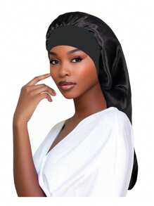 1pc Satin Bonnet With Elastic Headband, Multi-Color, Long Floral Print Sleep Cap, Hair Wrap, Soft Adjustable Women's Hair Cover