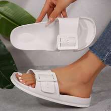Women's Summer Sandals - Chic Thick Sole With Adjustable Buckle & Waterproof Features - White - View 7