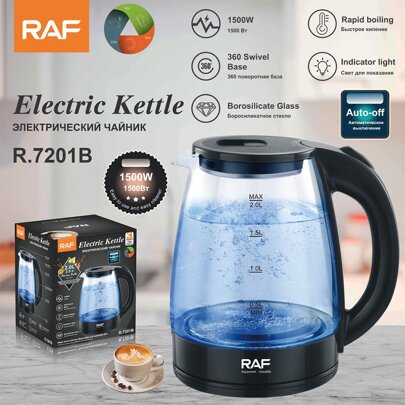 RAF. Hervidores de agua casero, ideal para calentar el agua, rápido,  fácil de usar, 1500W,color negro o gris